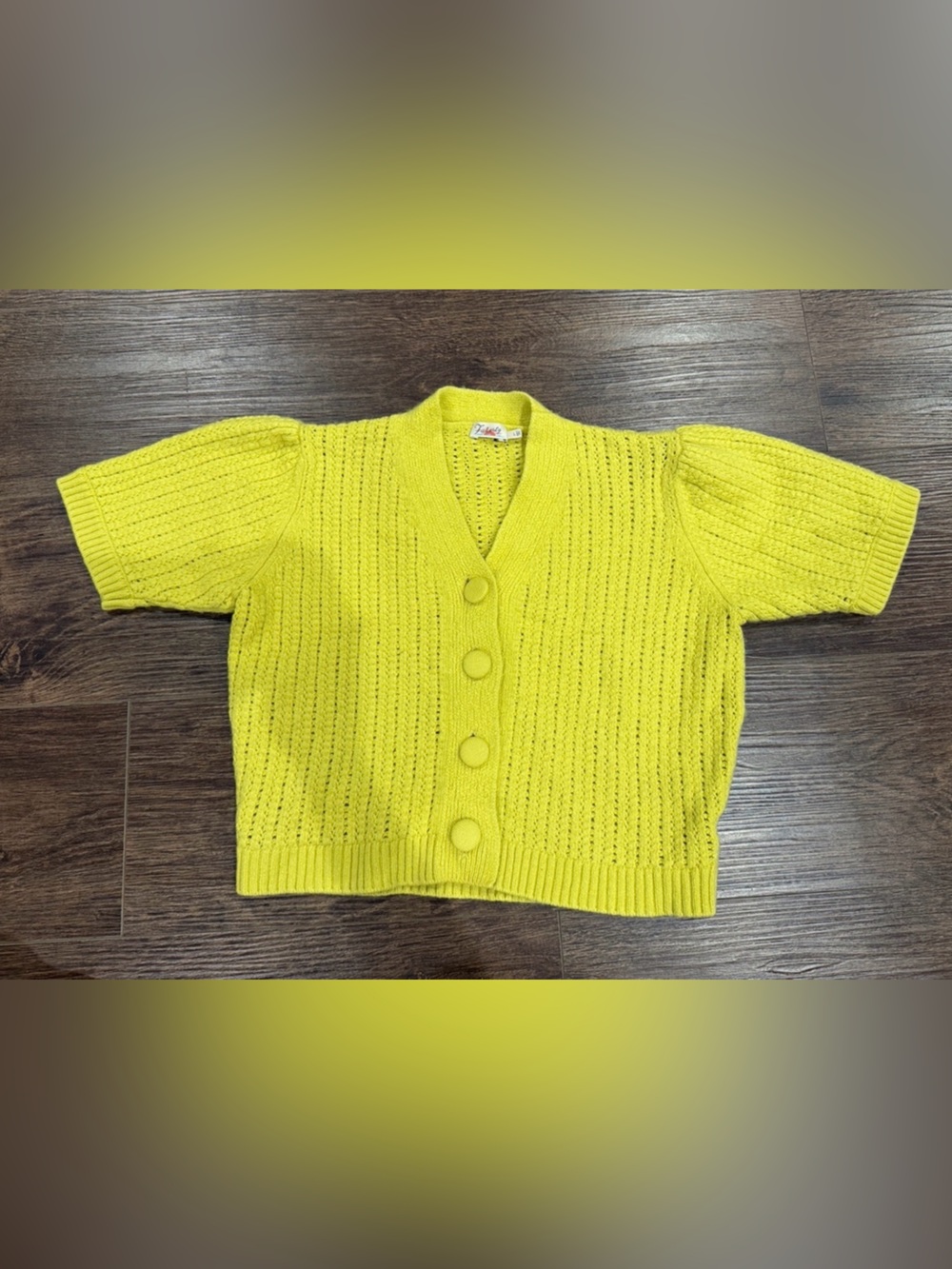 Faherty Bright Yellow Short-Sleeve Knit Cardigan